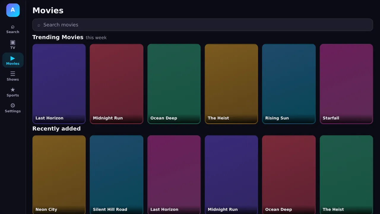 Movies shelves in AMP PRO