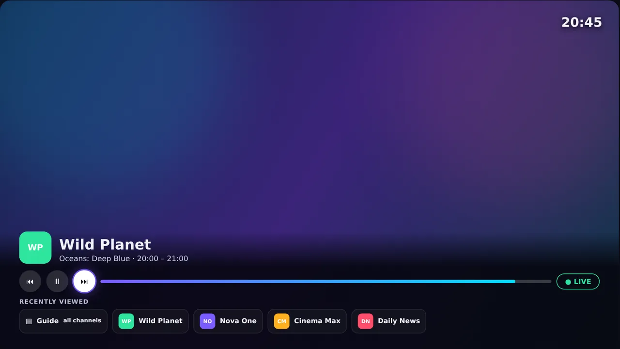 The AMP PRO player with a Recently Viewed row