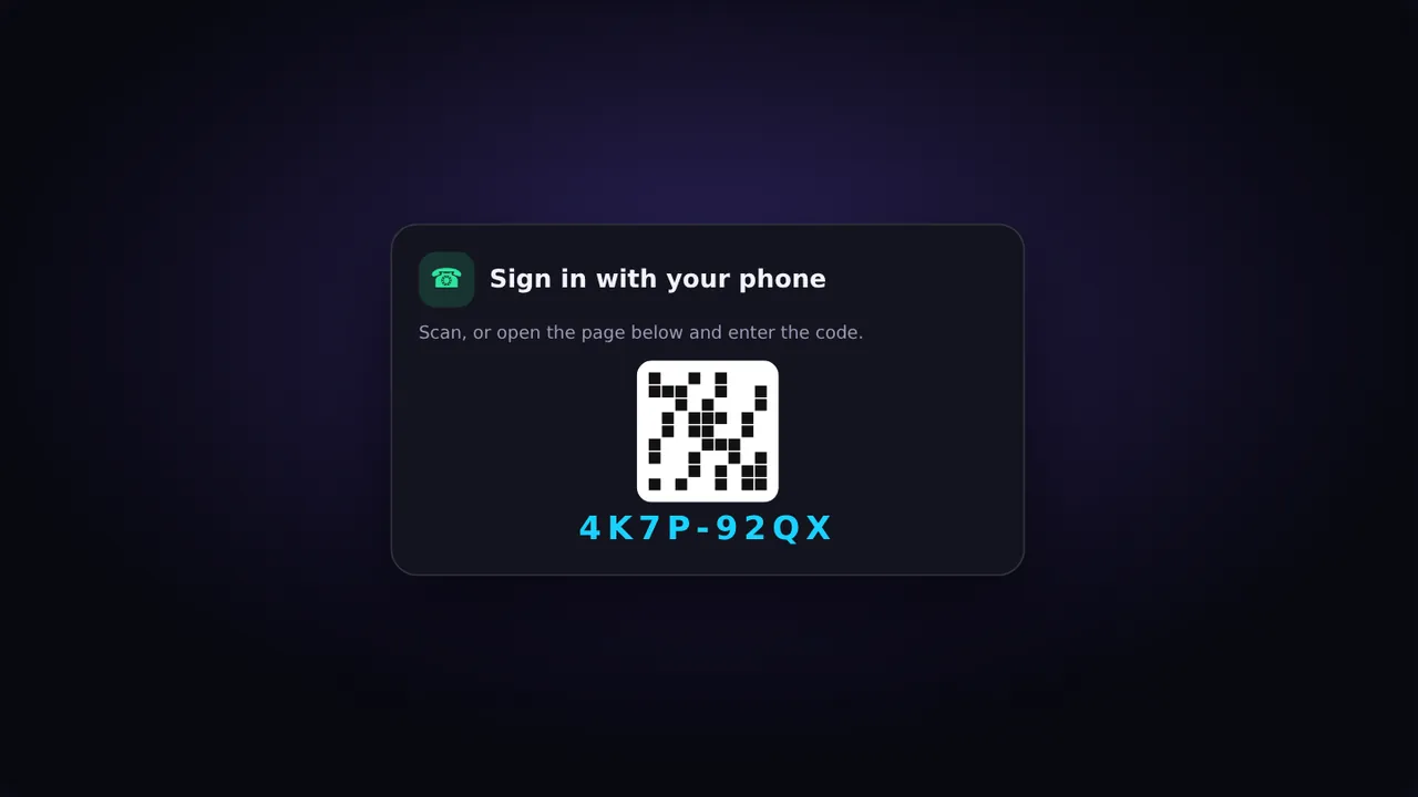 The Sign in with your phone screen with a QR code